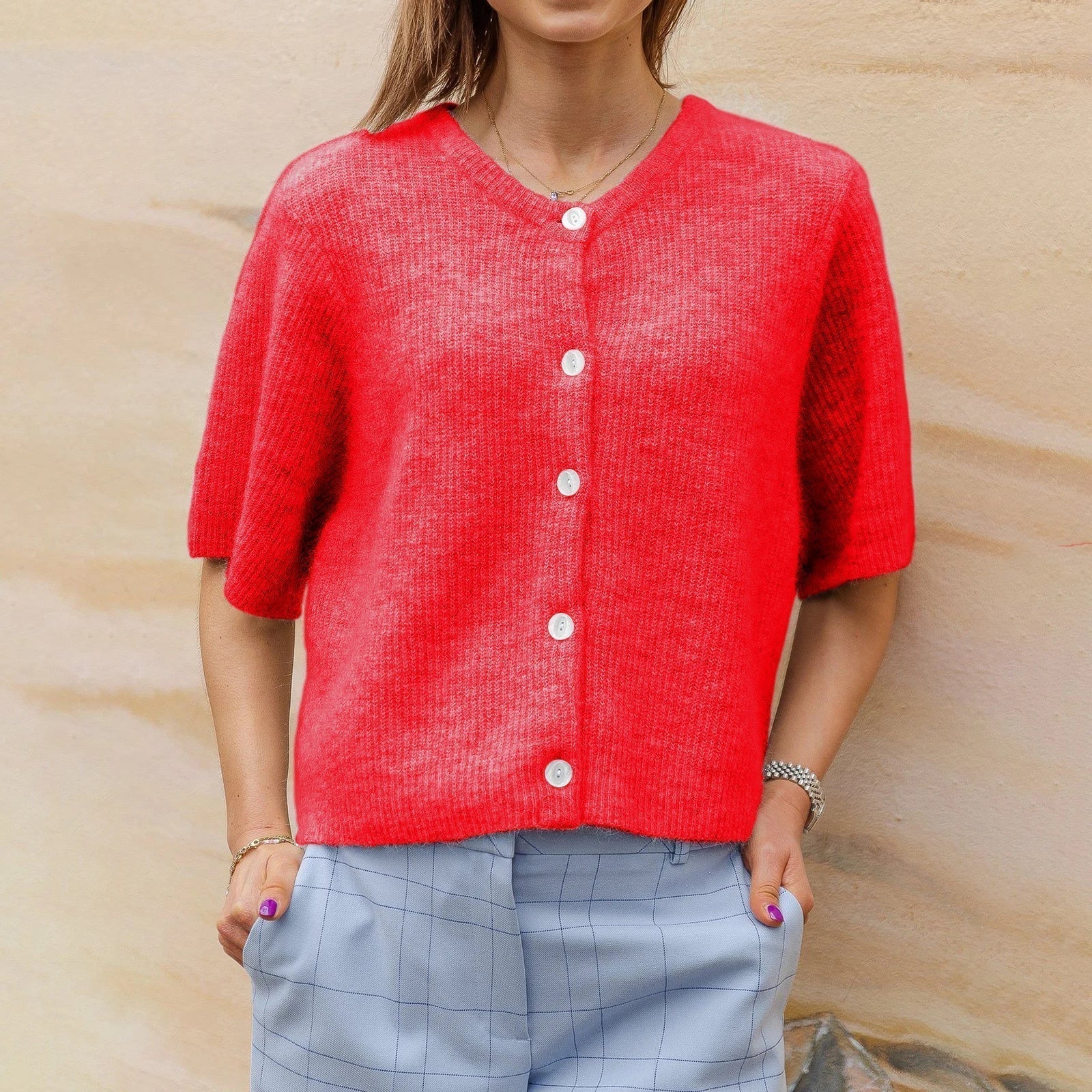 Zylenna | Cardigan met Korte Mouwen – Lichtgewicht Gebreide Top, Voor Casual & Smart-Casual