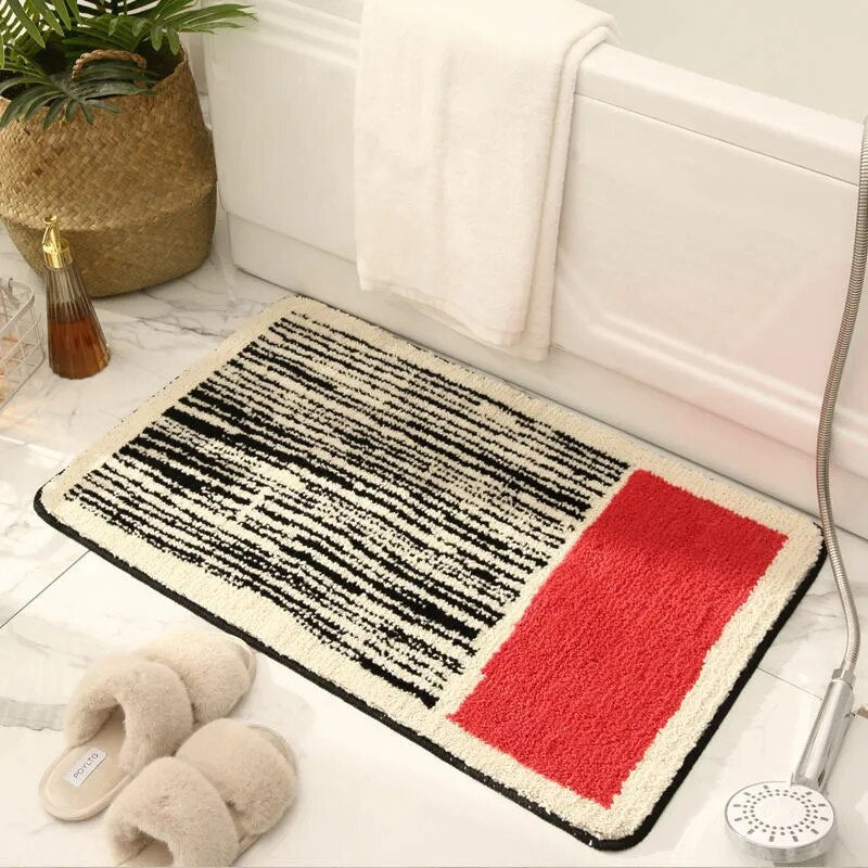 AbstractStep | Scandinavische stijl Abstract Antislip Badmat - Handgemaakt & Stijlvol Badkamerkleed