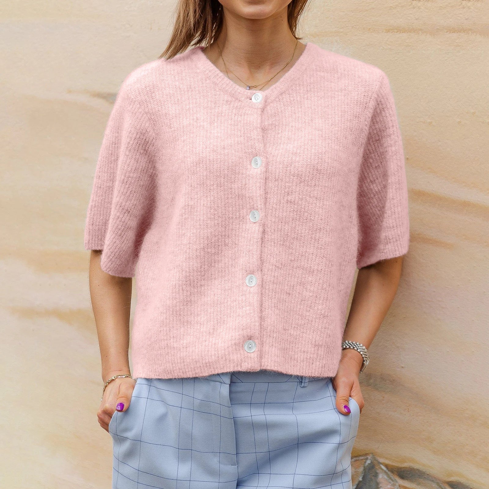 Zylenna | Cardigan met Korte Mouwen – Lichtgewicht Gebreide Top, Voor Casual & Smart-Casual