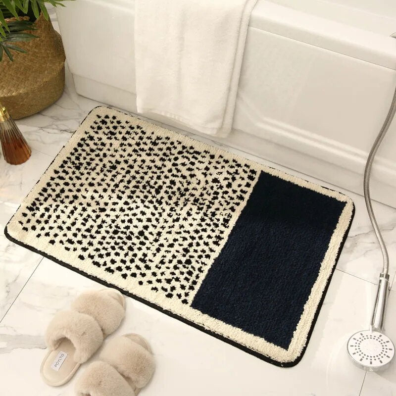 AbstractStep | Scandinavische stijl Abstract Antislip Badmat - Handgemaakt & Stijlvol Badkamerkleed