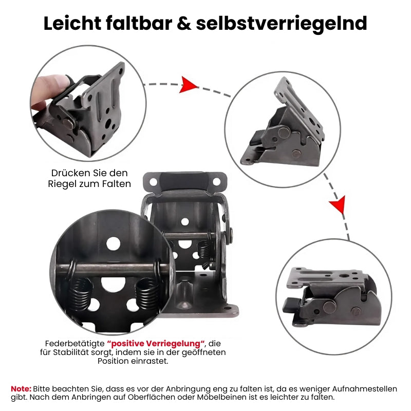 FlipLock | Zelfsluitende 90° vouwscharnieren voor tafels en stoelen
