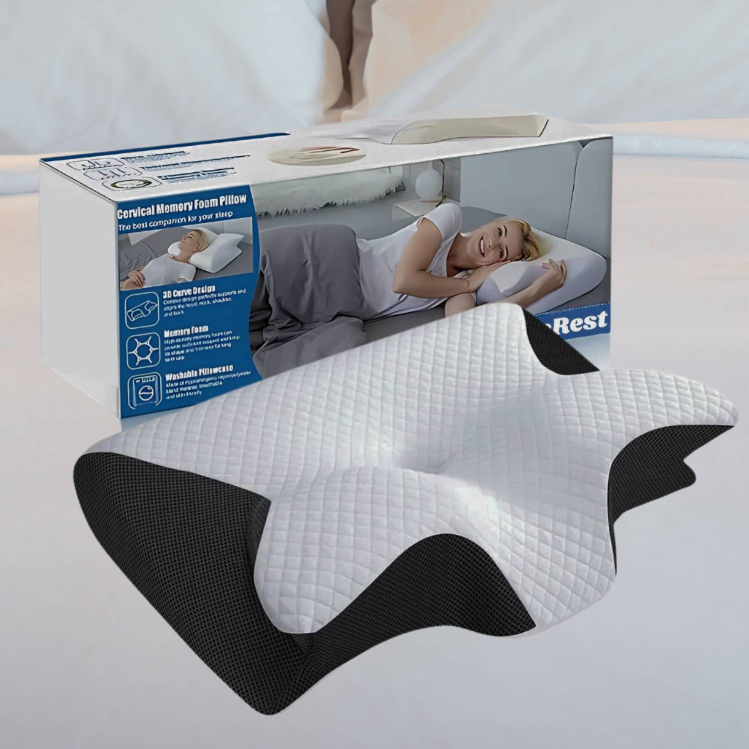 FoamRest | Traagschuimkussen – Op maat gemaakte nek- en schoudersteun met ademend comfort