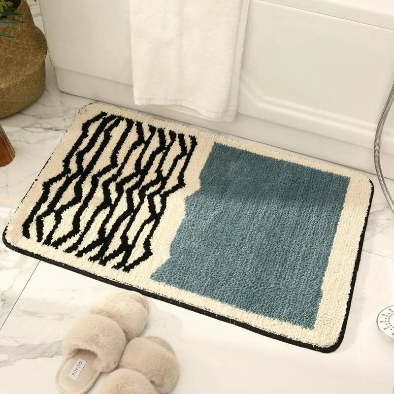 AbstractStep | Scandinavische stijl Abstract Antislip Badmat - Handgemaakt & Stijlvol Badkamerkleed