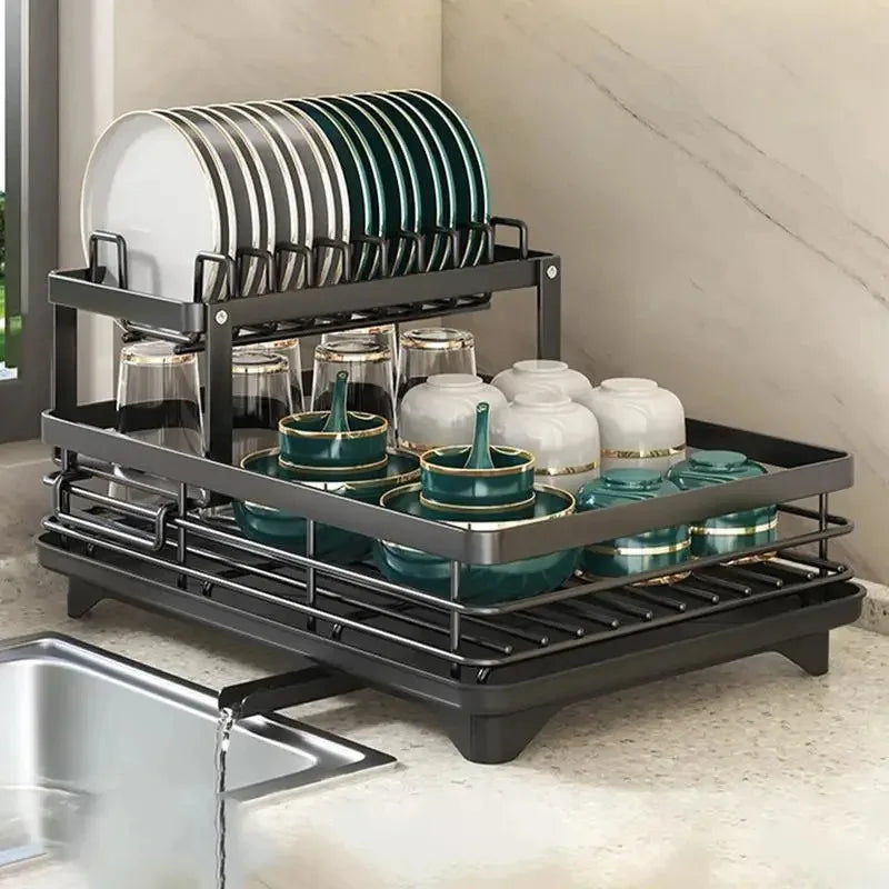 DishLift | Expandable Kitchen Dish Rack – Practical Space-Saving Plate & Utensil Drainer