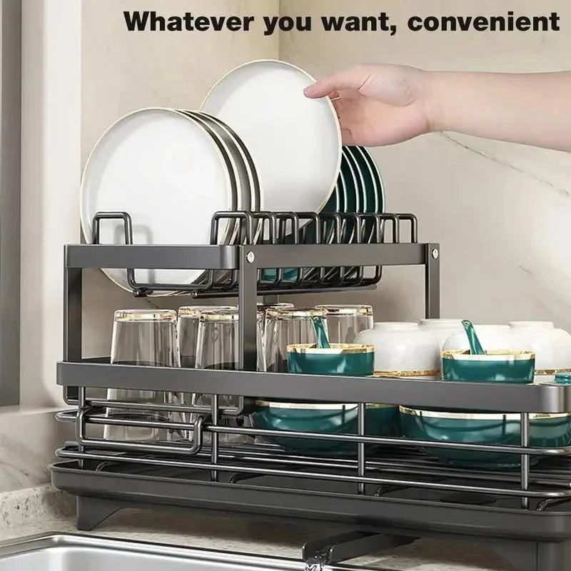 DishLift | Expandable Kitchen Dish Rack – Practical Space-Saving Plate & Utensil Drainer