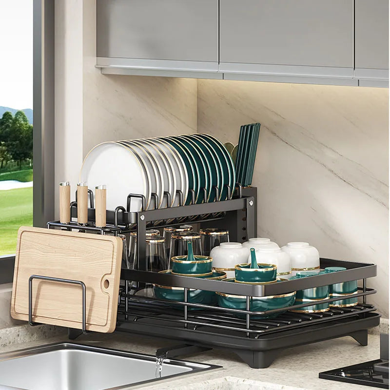 DishLift | Expandable Kitchen Dish Rack – Practical Space-Saving Plate & Utensil Drainer