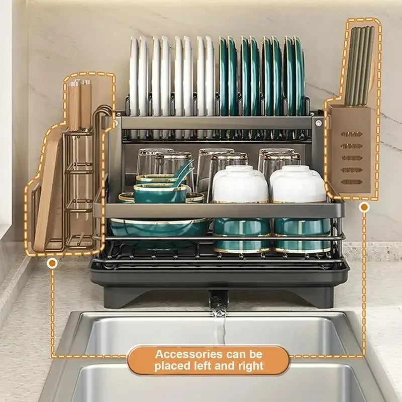 DishLift | Expandable Kitchen Dish Rack – Practical Space-Saving Plate & Utensil Drainer