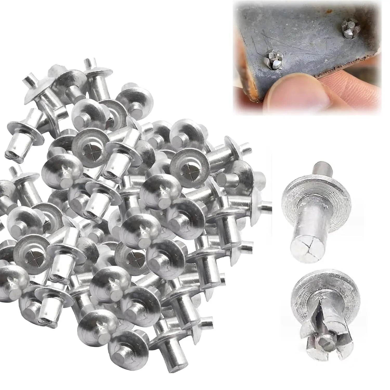 RivetPop | 100 stuks aluminium blindklinknagelpennen - Gereedschapsloze bevestigingsmiddelen voor snelle en sterke bevestiging