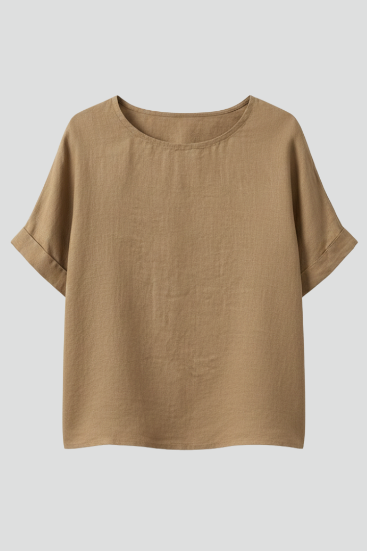 Cybele | Dames casual blouse – top met ronde hals en korte mouwen