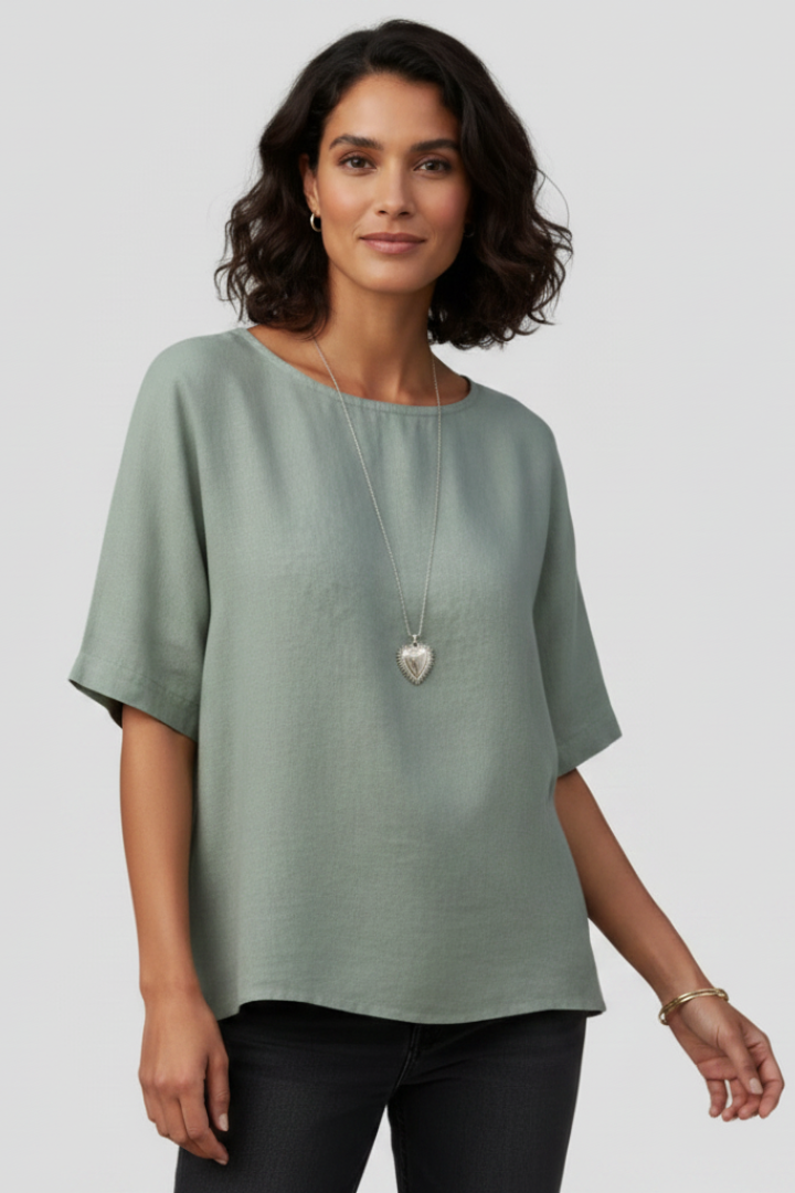 Cybele | Dames casual blouse – top met ronde hals en korte mouwen