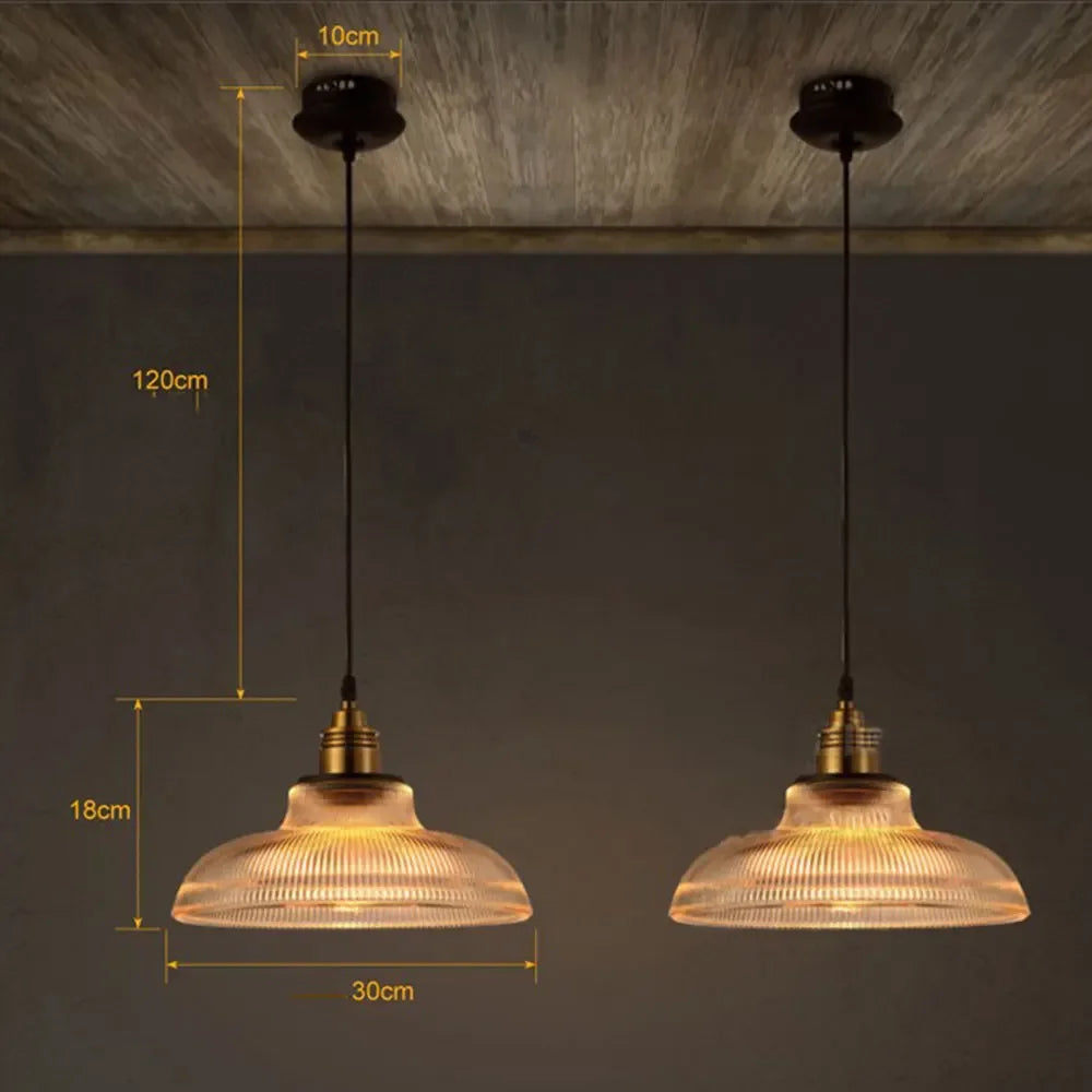 Rustica | Vintage glazen hanglamp - industriële stijl retro plafondlamp voor eetkamer en woonkamer