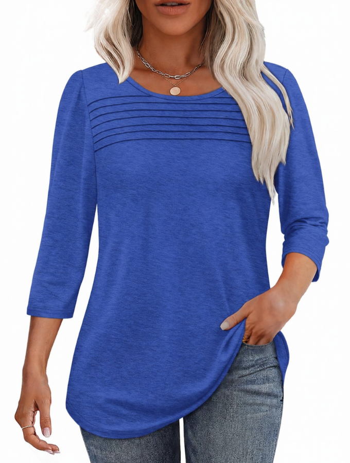 Nemi | Stijlvolle plooibluis voor dames – Elegante casual blouse met lange mouwen
