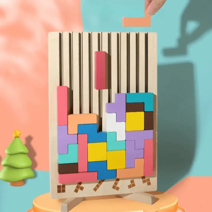 Blocksy | Houten Stapel Puzzel Spel - Montessori Educatief Speelgoed voor Kinderen, Natuurlijke Houten Balans Blokken
