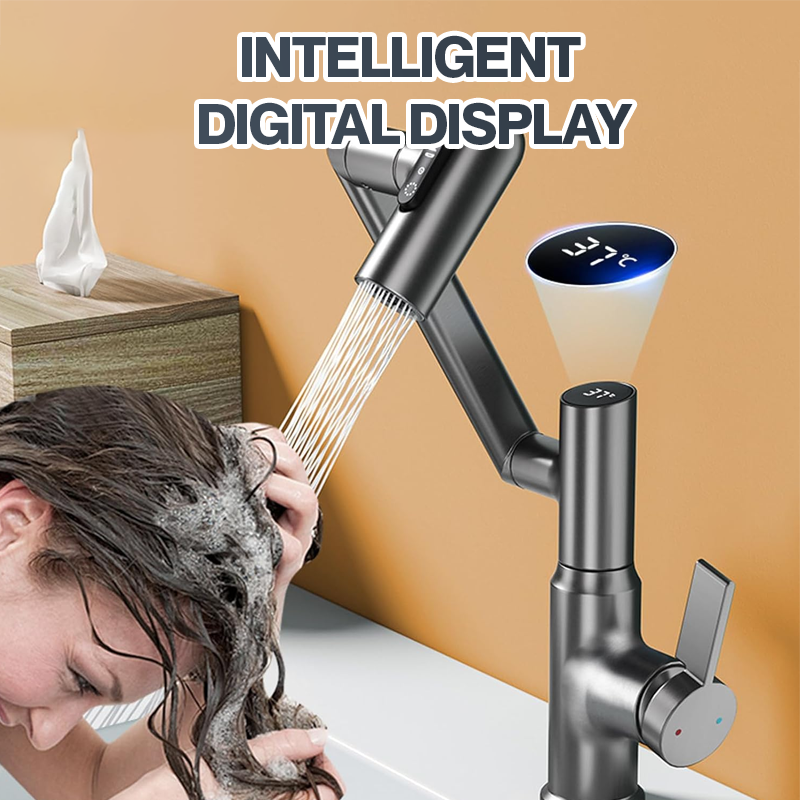 Aqua360 | 360° LED digitaal display draaibare badkamerkraan – multifunctionele touchbediening wastafelkraan