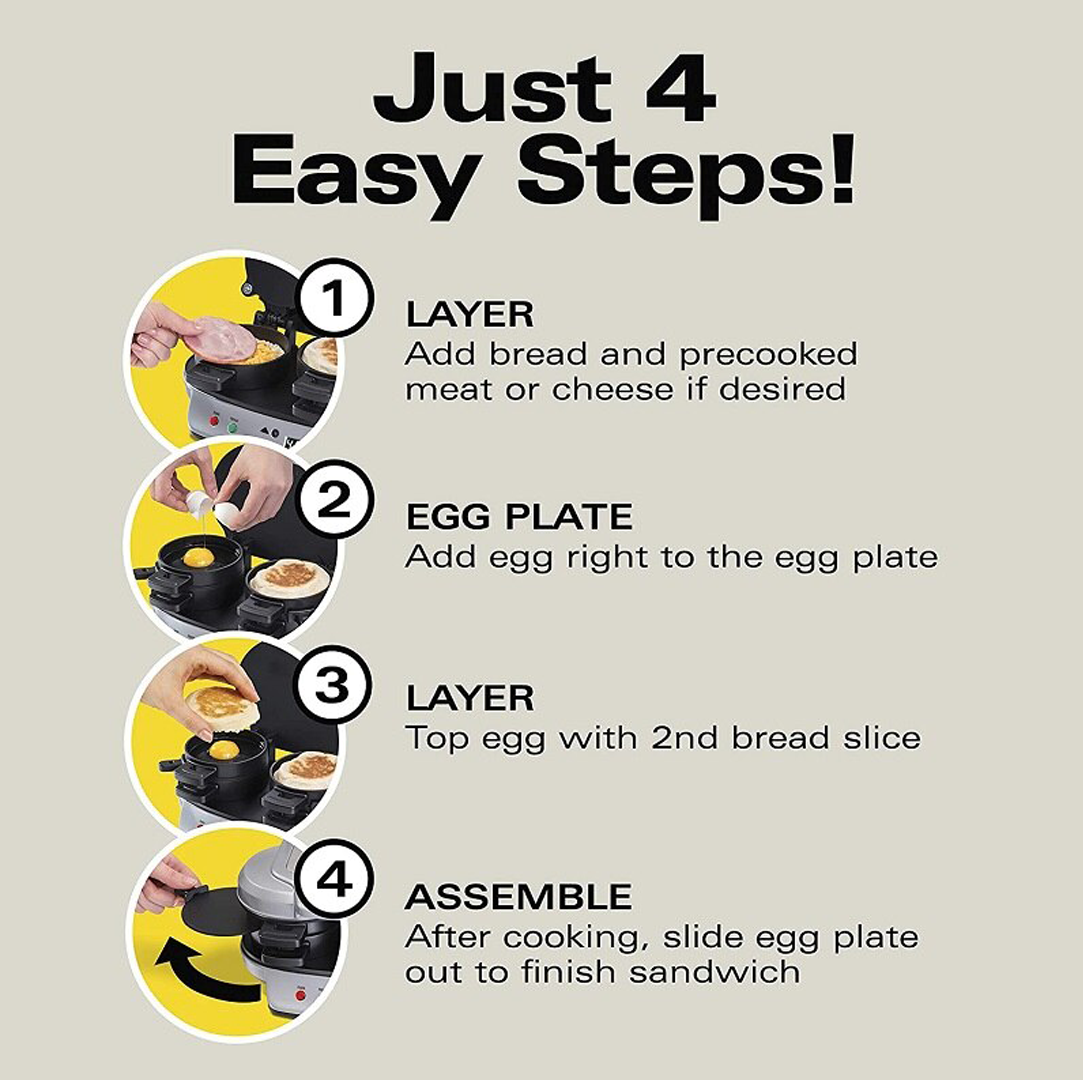 SandwiChef | Enkele ontbijtsandwichmaker – Elektrisch, snel koken, keukenapparaat