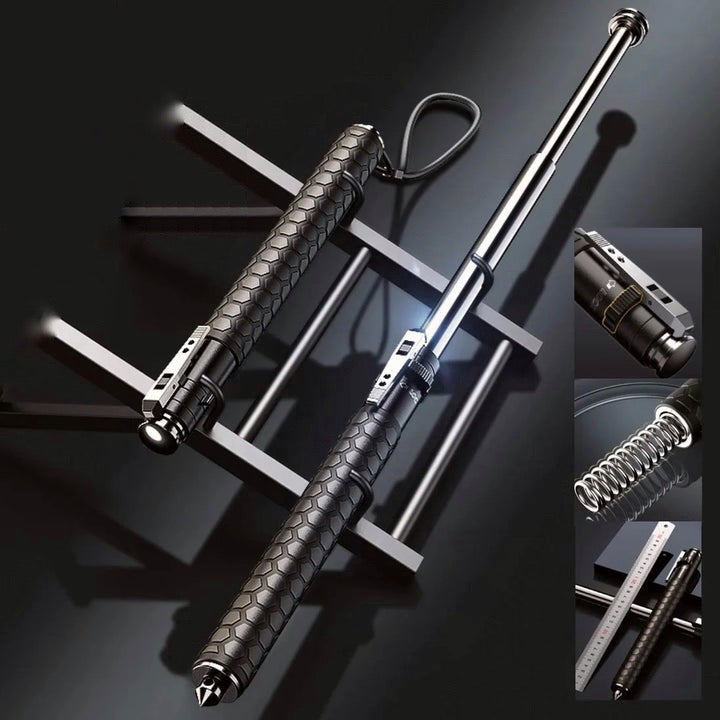 GuardTrek | Zelfverdedigingstrekstok – Automatische wandelstok, ergonomische greep en opvouwbare wandelstok