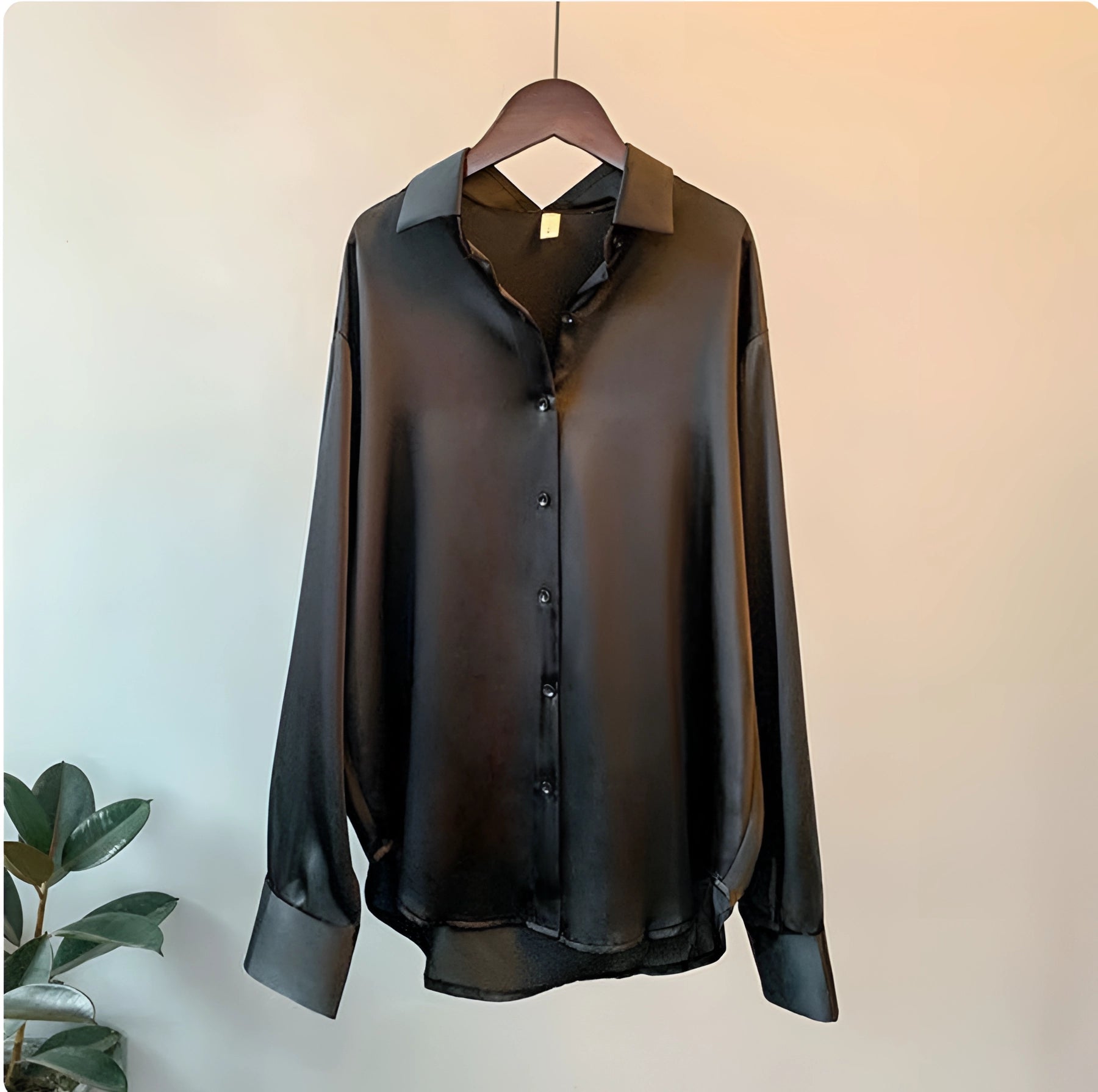 Elowena | Dames satijnen blouse met lange mouwen, knoopsluiting, geschikt voor werk, formeel en casual