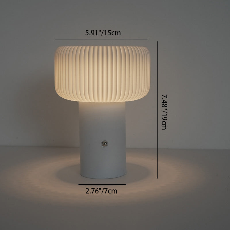 CylinGlow | Gestreepte Cilindrische LED Tafellamp - Scandinavische Oplaadbare Metalen Lamp