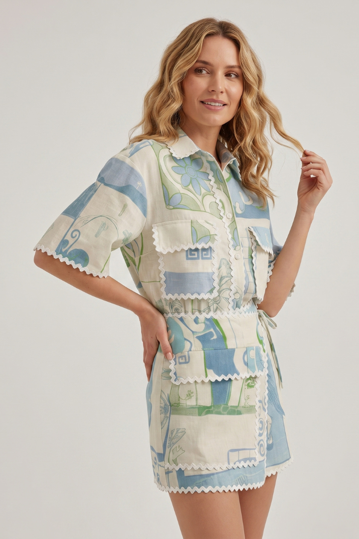 Lysa | Mosaic Bloom-set voor dames – Top met boho-print