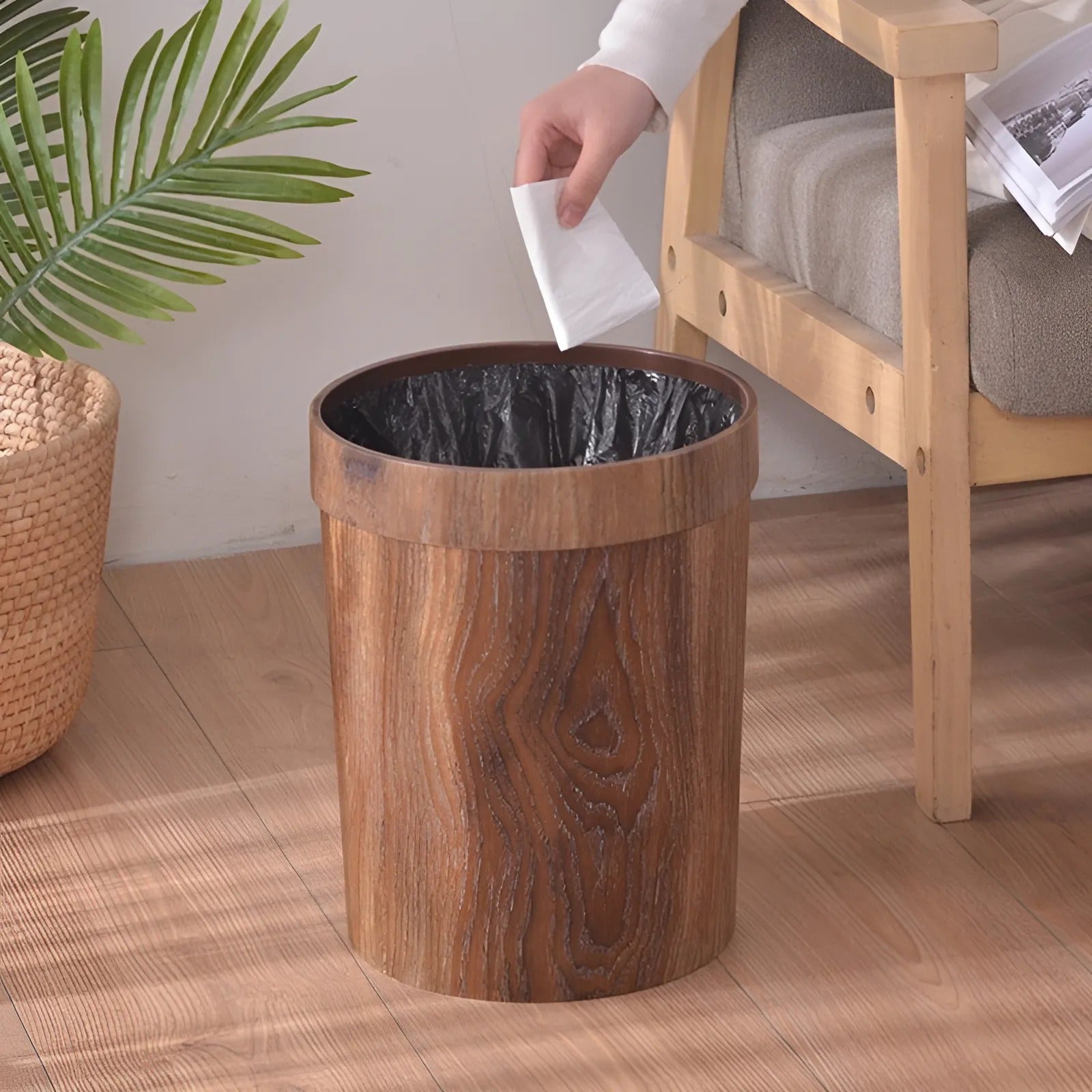 OakBin | Nordic minimalistische houten prullenbak – moderne kleine houten afvalbak