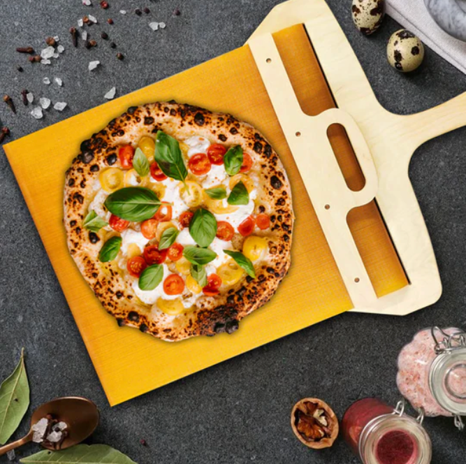 GlideSlice | Pizzaschep – soepel glijdend, berkenhout, handig hulpmiddel om pizza's te verplaatsen