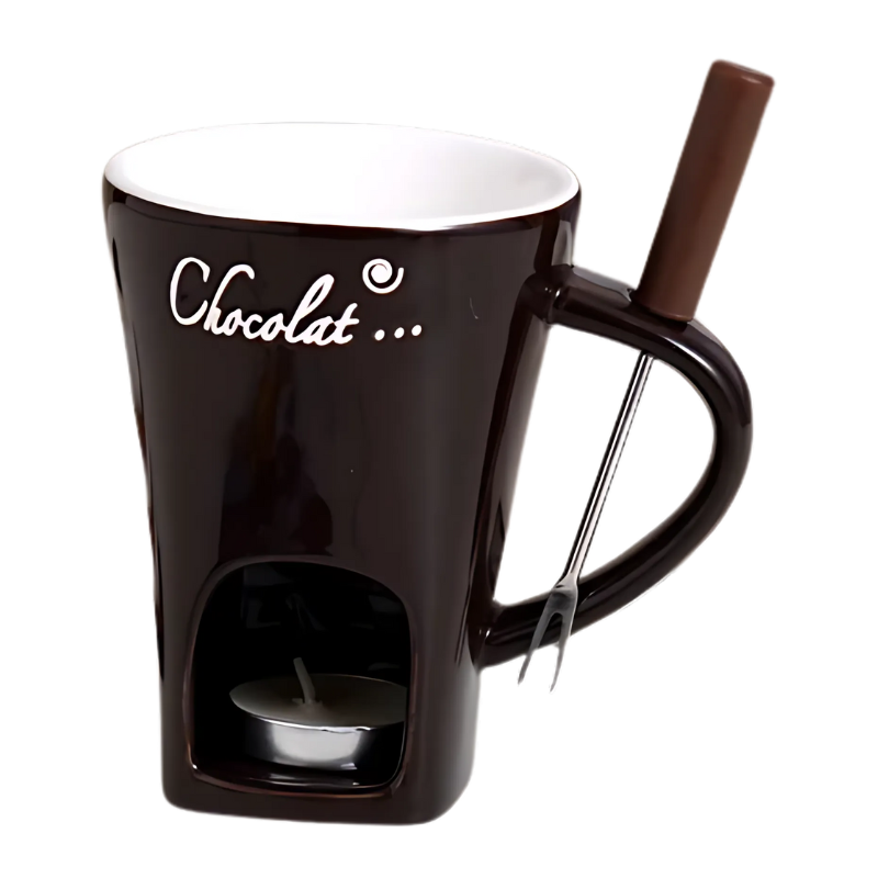 Fondino | Mini Fondue Mok - Draagbare Chocolade & Kaas Smeltpot met Theelichtje Verwarming
