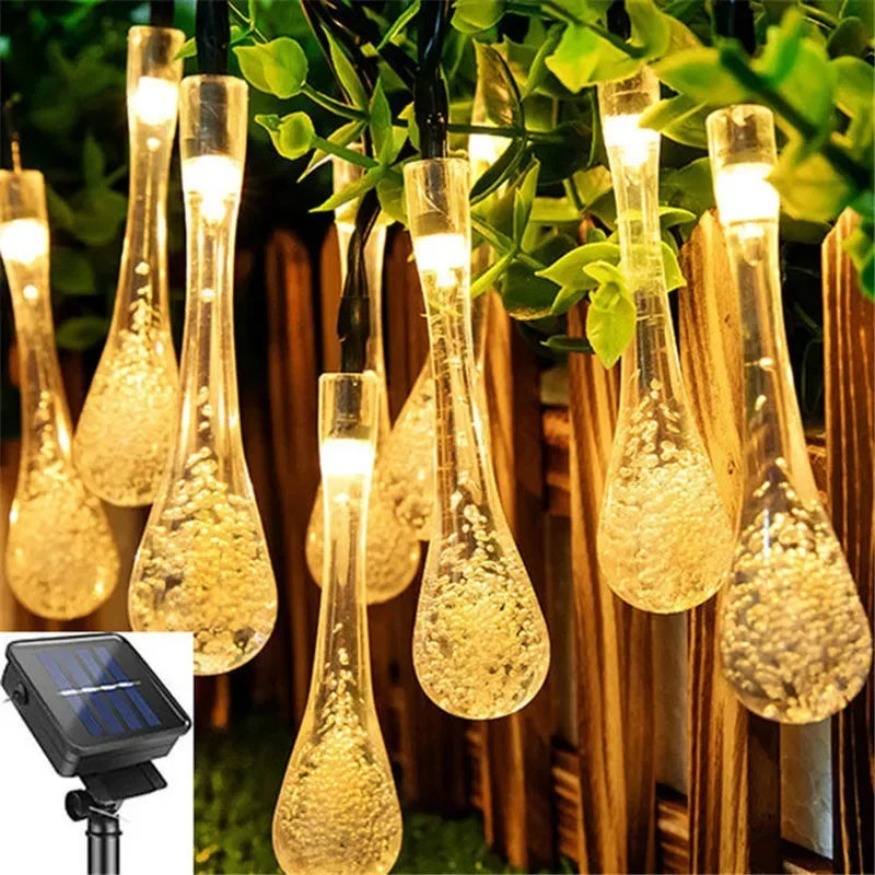 DropTwinkle | Solar waterdruppel string verlichting - Outdoor LED twinkelende decoratie voor tuin, patio, kerst en feest