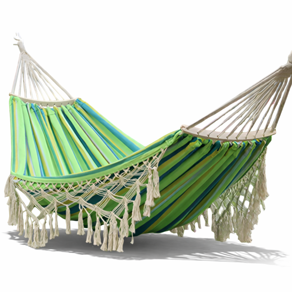 LazyBloom | Boheemse Katoenen Hangmat met Pompons, Binnen- en Buitenstoel voor Tuin