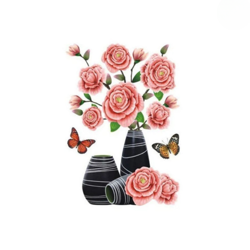 PetalNest | 3D-muurstickers met bloemenvaas en vlinders