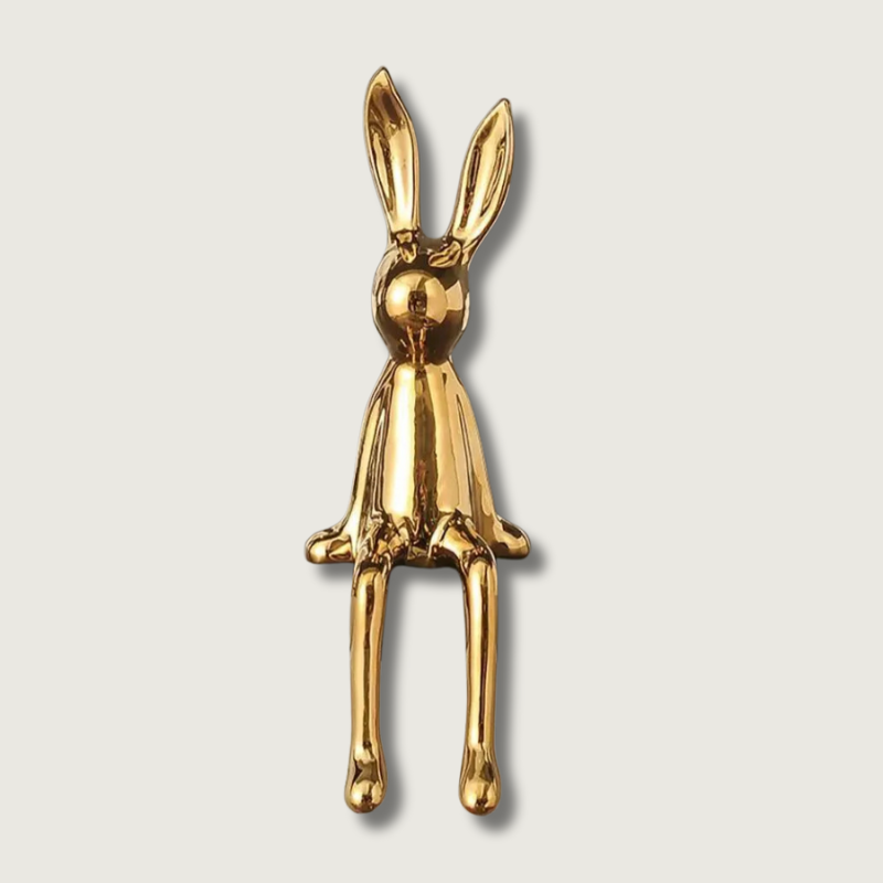 NobleRabbit | Elegant Metallic Konijn Ornament - Moderne Dierensculptuur, Chique Woondecoratie Accent