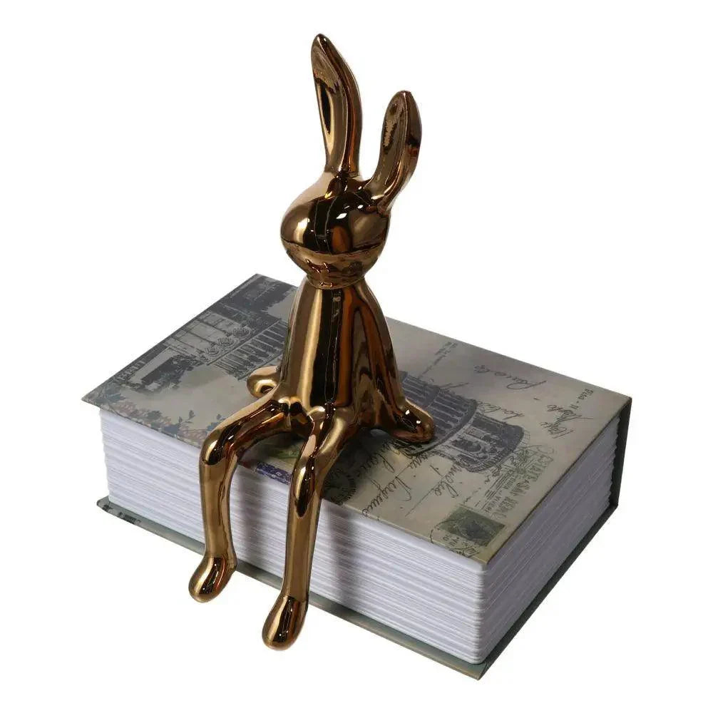 NobleRabbit | Elegant Metallic Konijn Ornament - Moderne Dierensculptuur, Chique Woondecoratie Accent
