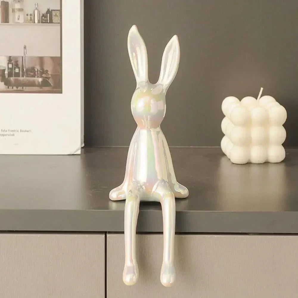 NobleRabbit | Elegant Metallic Konijn Ornament - Moderne Dierensculptuur, Chique Woondecoratie Accent