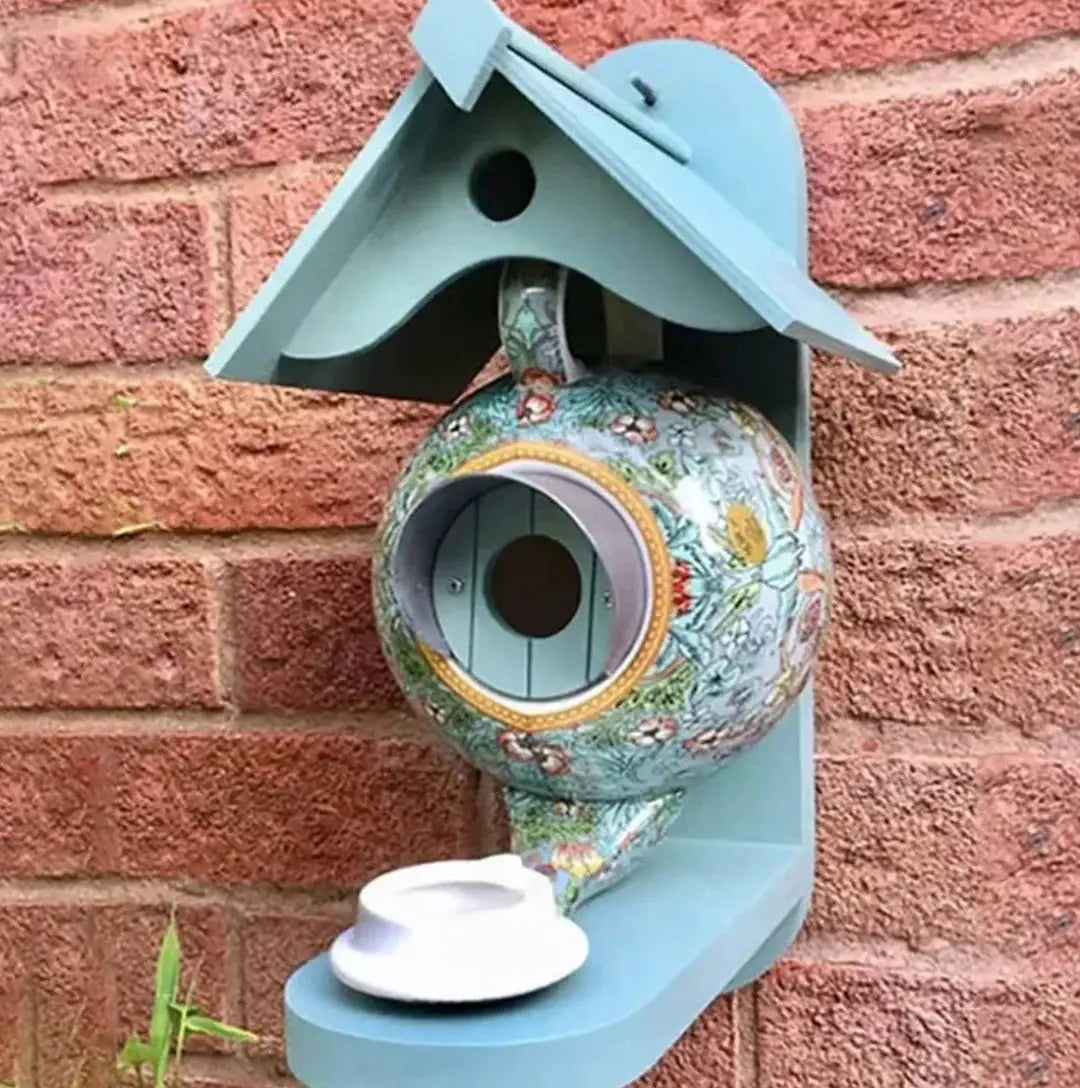 Tweepot | Kleurrijk Theepot Vogelhuisje - Creatief Hangend Tuindecor voor Buitenvogels