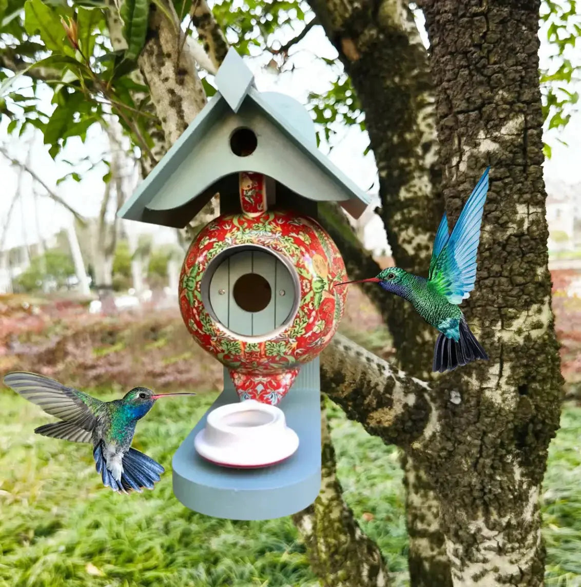 Tweepot | Kleurrijk Theepot Vogelhuisje - Creatief Hangend Tuindecor voor Buitenvogels