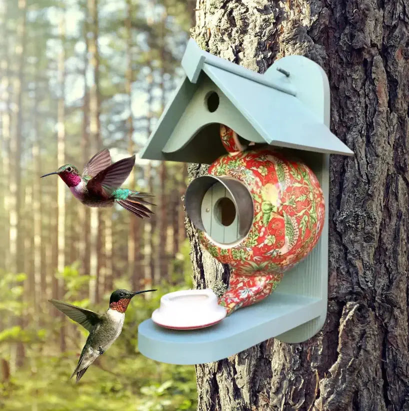 Tweepot | Kleurrijk Theepot Vogelhuisje - Creatief Hangend Tuindecor voor Buitenvogels