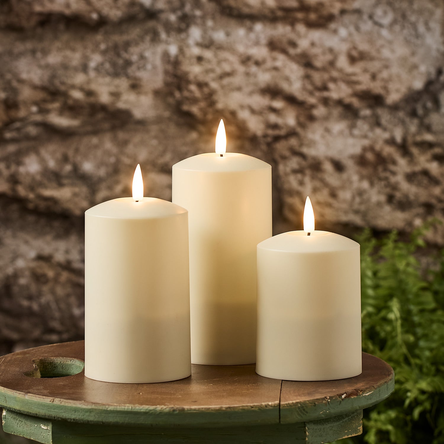 EverFlame | Vlamloze LED zuilkaarsen 3-pack - met afstandsbediening, flikkerend