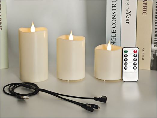EverFlame | Vlamloze LED zuilkaarsen 3-pack - met afstandsbediening, flikkerend
