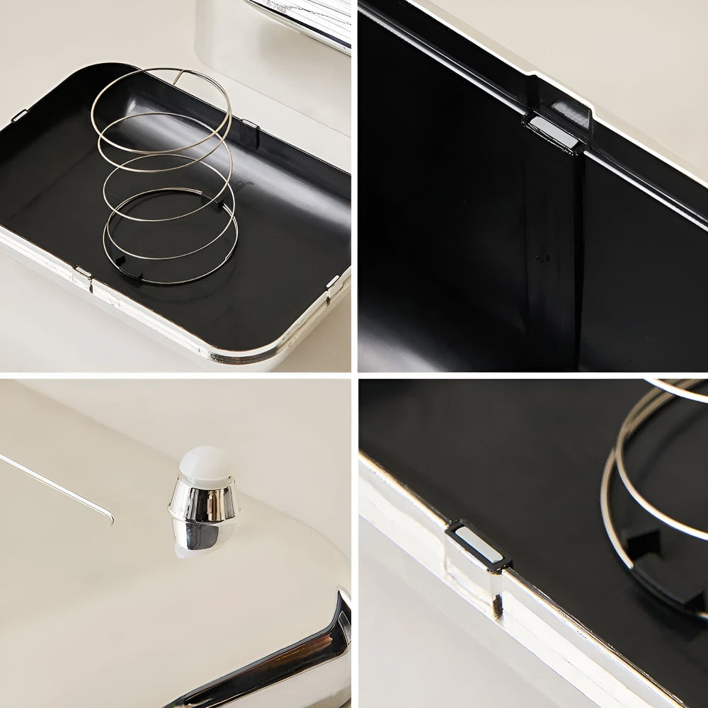 MirrorHaven | Decoratieve gouden spiegel tissuebox – Moderne opberg- en organisatiebox voor thuis