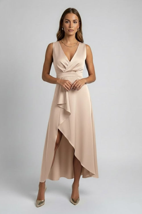 Camy | Elegante maxi-wikkeljurk – Diepe V-hals, soepel vallend model