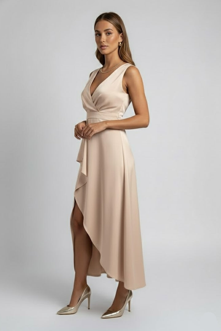 Camy | Elegante maxi-wikkeljurk – Diepe V-hals, soepel vallend model