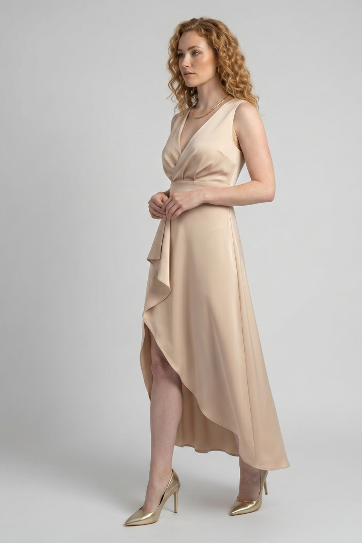 Camy | Elegante maxi-wikkeljurk – Diepe V-hals, soepel vallend model