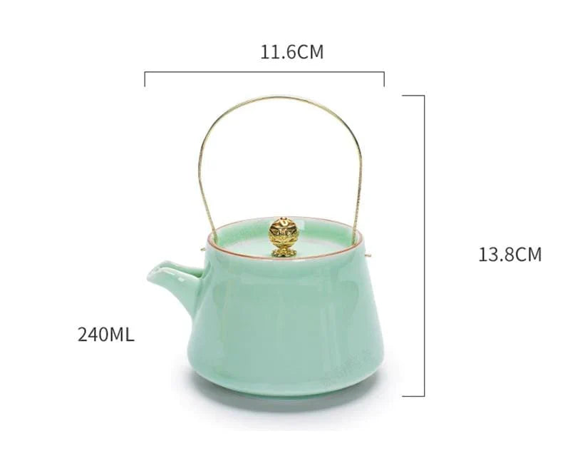 HeritagePot | Vintage Keramische Aardewerk Theepot - Handgemaakte Porseleinen Theeketel, Antiek Ontwerp