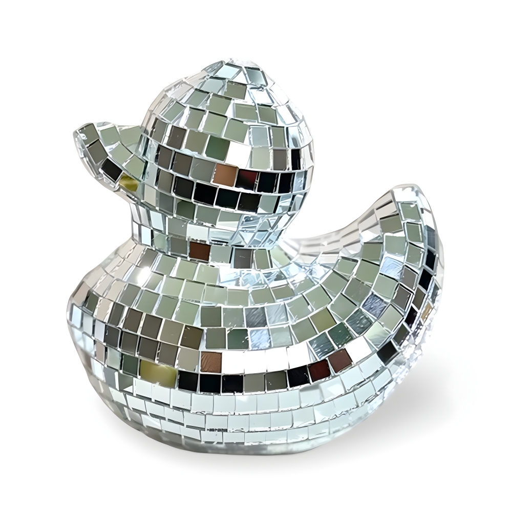 QuackGlitz | Handgemaakte eendenspiegel discobal – decoratief ornament voor trendy slaapkamers