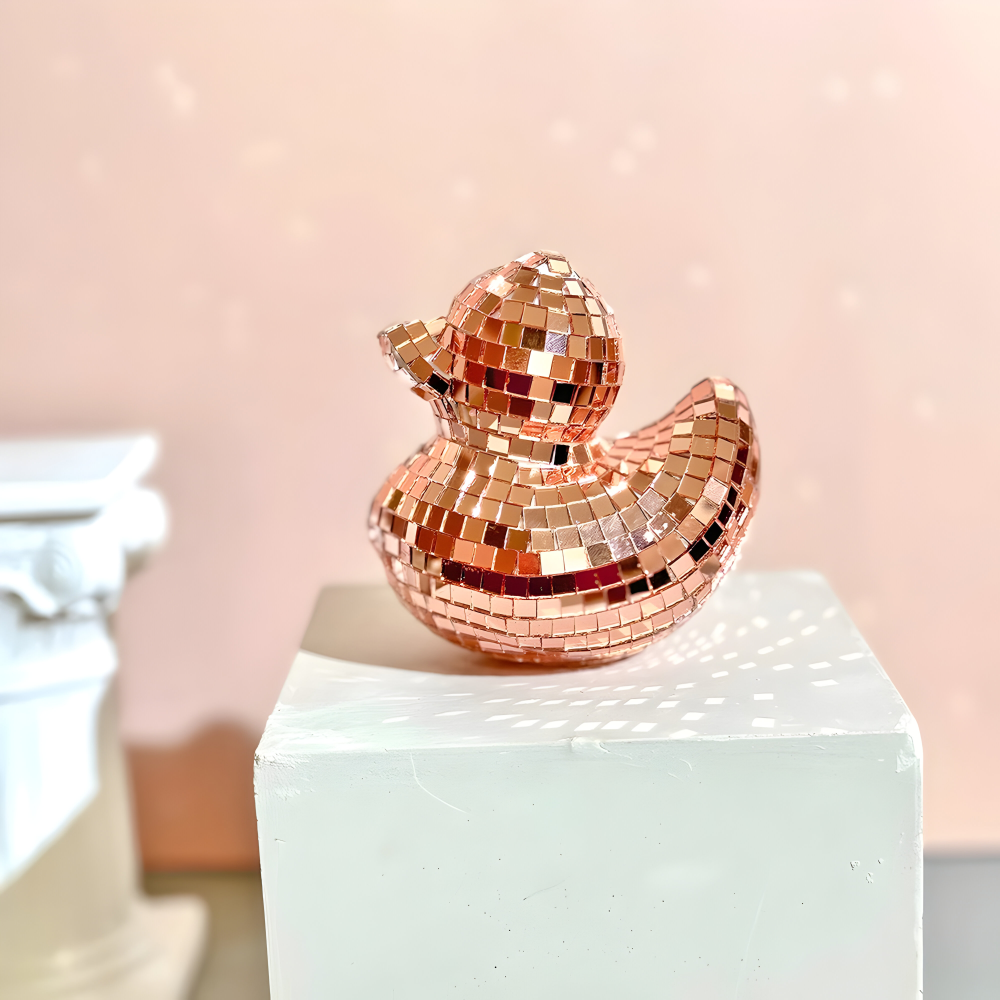 QuackGlitz | Handgemaakte eendenspiegel discobal – decoratief ornament voor trendy slaapkamers