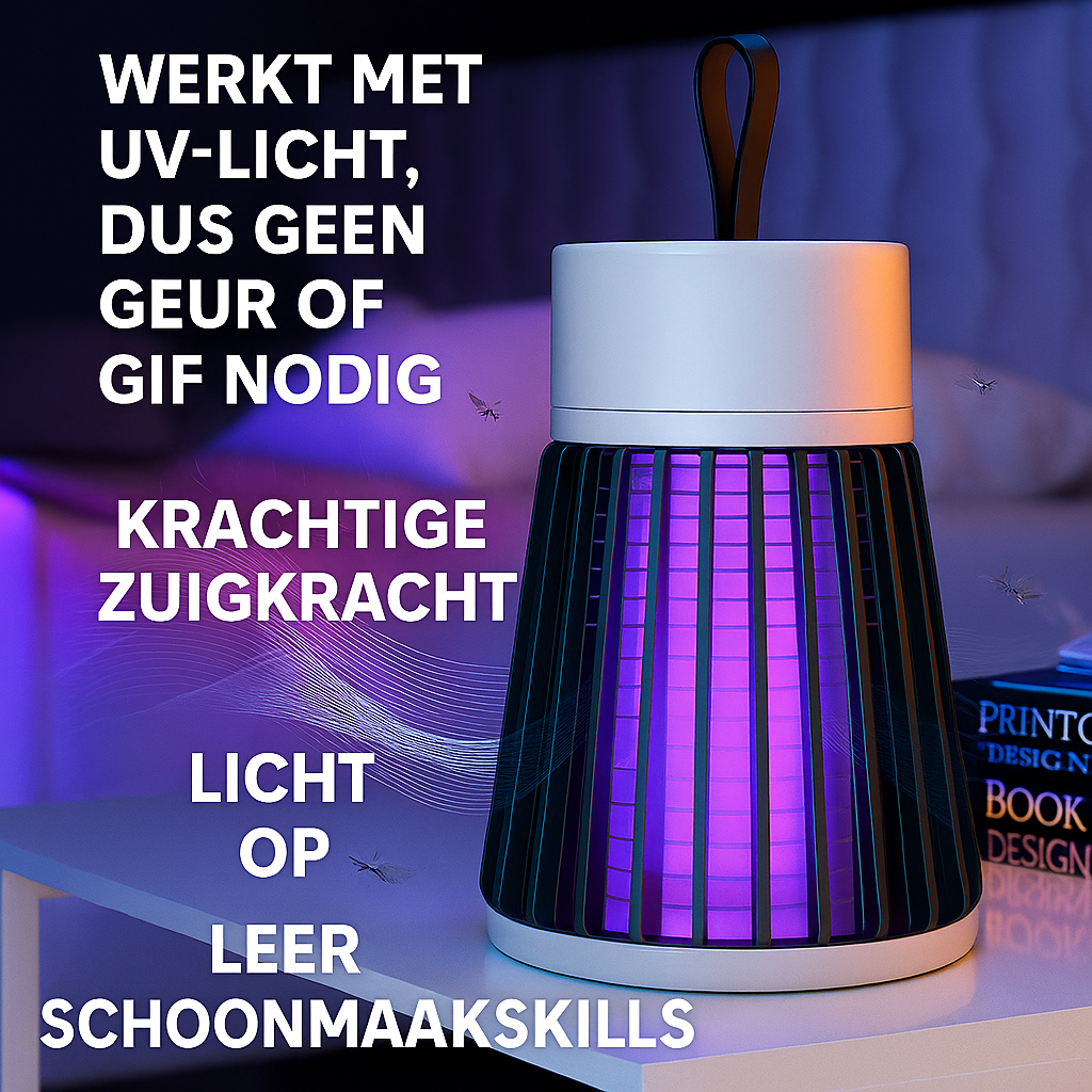 FlyFree | LED-muggenlamp – Stille insectenverdelger voor binnen en buiten voor muggen en vliegende insecten