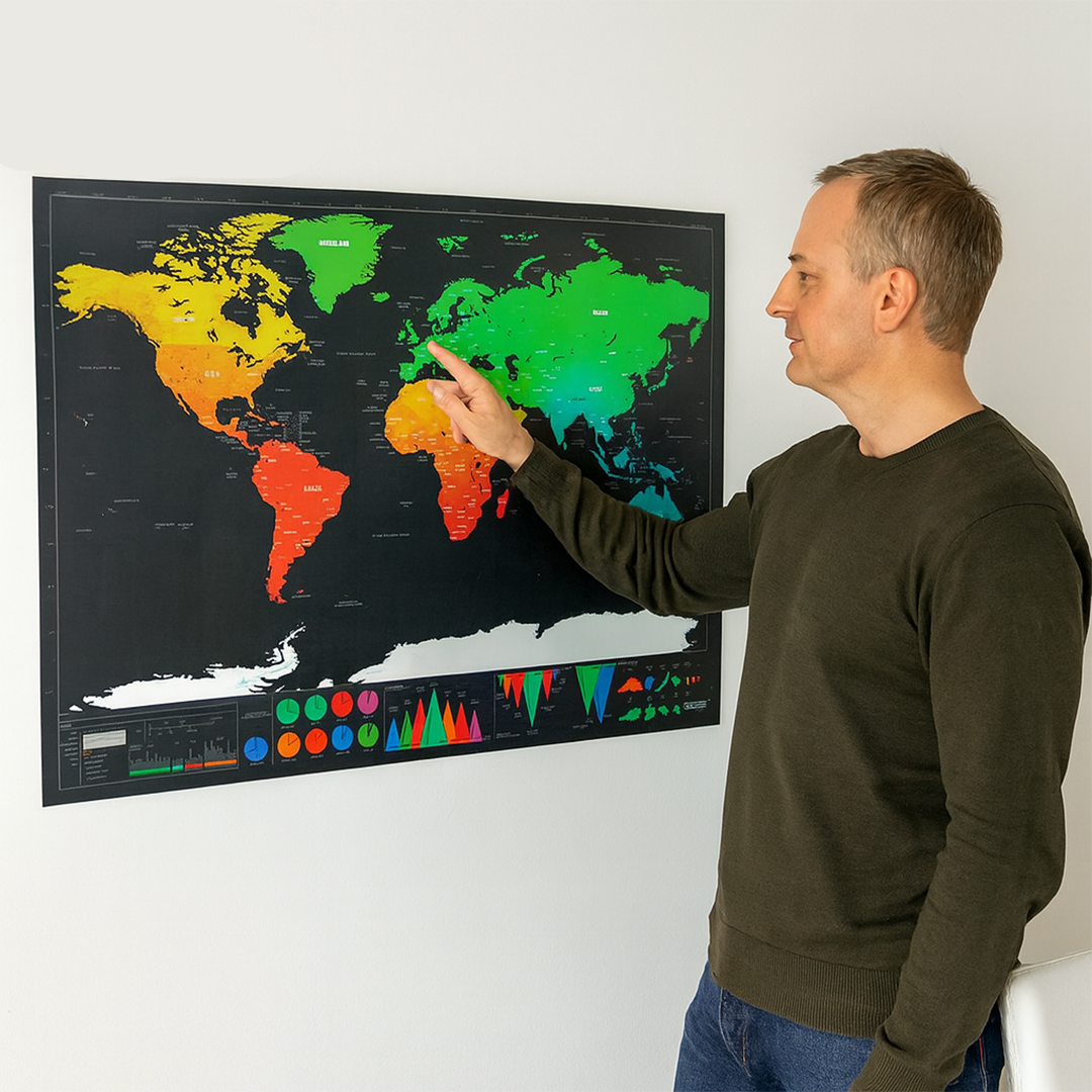 WanderMap | Kraskaart van de wereld voor reizigers – Reisposter, avontuurlijk cadeau en reistracker