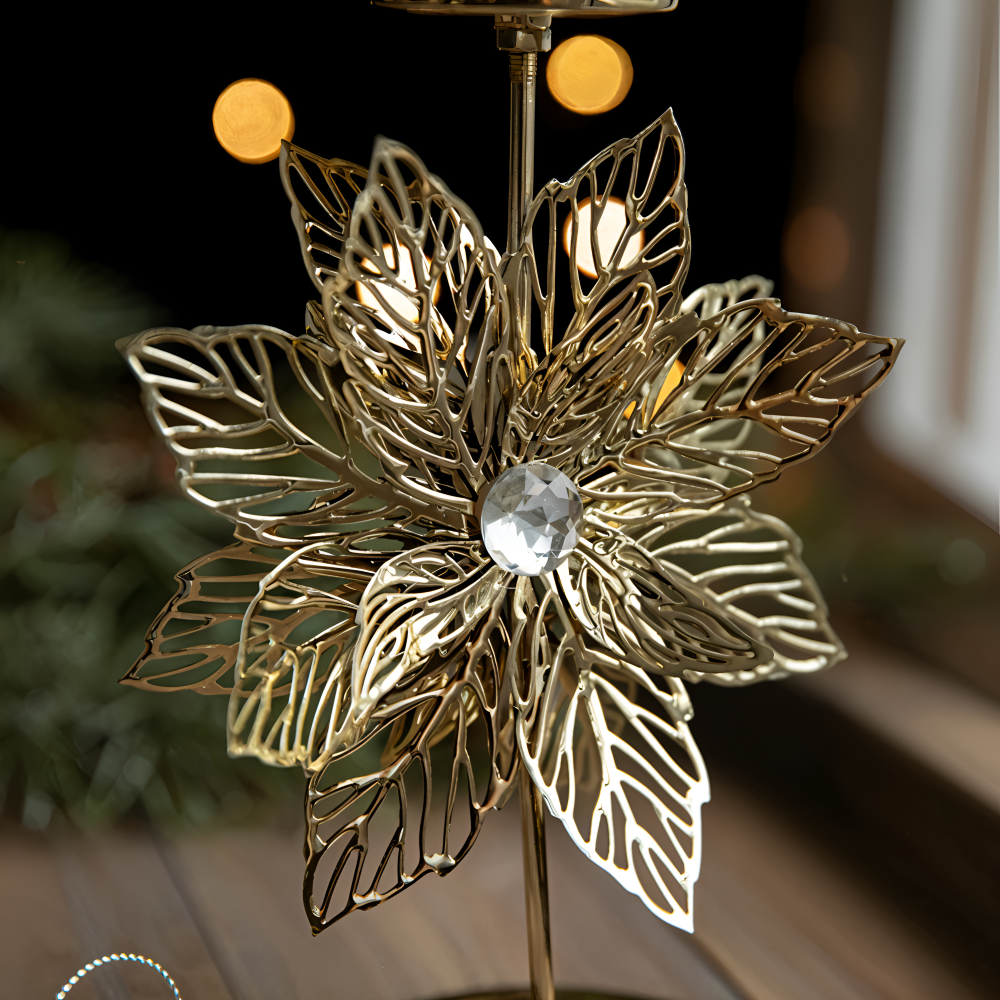 YuletideShine | Vintage gouden kerstkaarsenhouder – Metallic feestelijke decoratie voor thuis en feesttafels