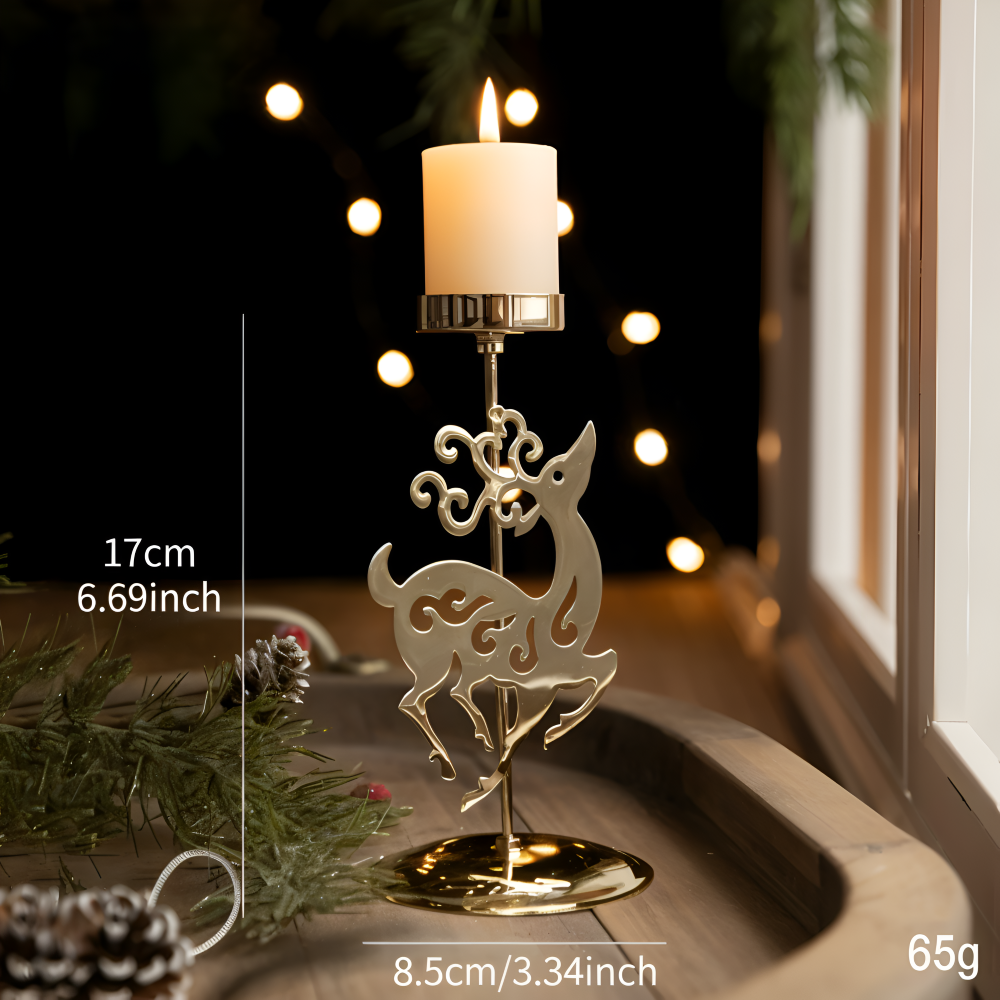 YuletideShine | Vintage gouden kerstkaarsenhouder – Metallic feestelijke decoratie voor thuis en feesttafels