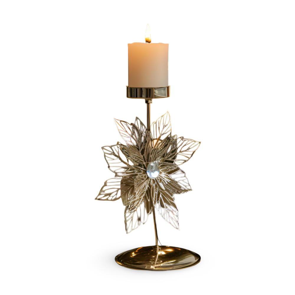 YuletideShine | Vintage gouden kerstkaarsenhouder – Metallic feestelijke decoratie voor thuis en feesttafels