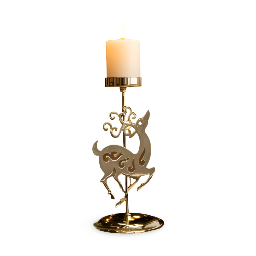YuletideShine | Vintage gouden kerstkaarsenhouder – Metallic feestelijke decoratie voor thuis en feesttafels
